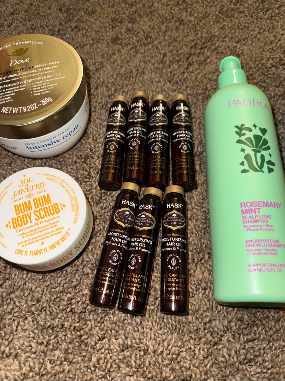 Hair care & body scrub bundle. Dove IR mask used once 80% remains all other bnib